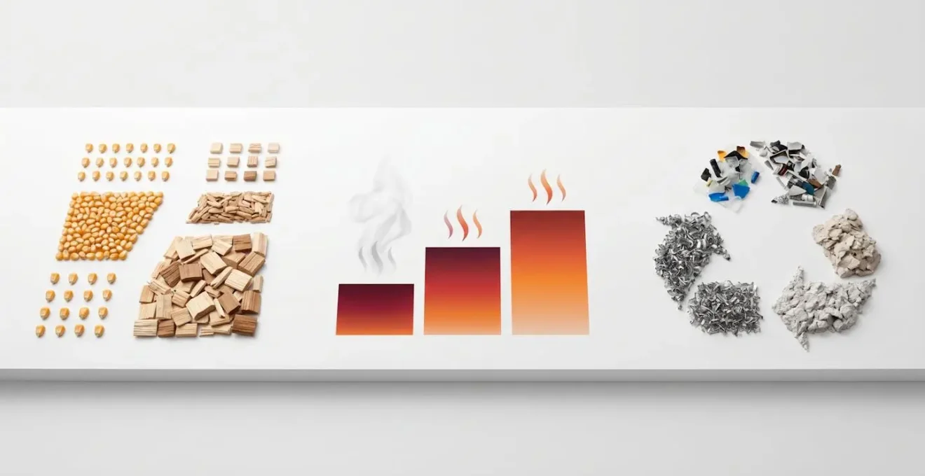 Diagramme visuel montrant les différences entre biosourcé, compostable et recyclable