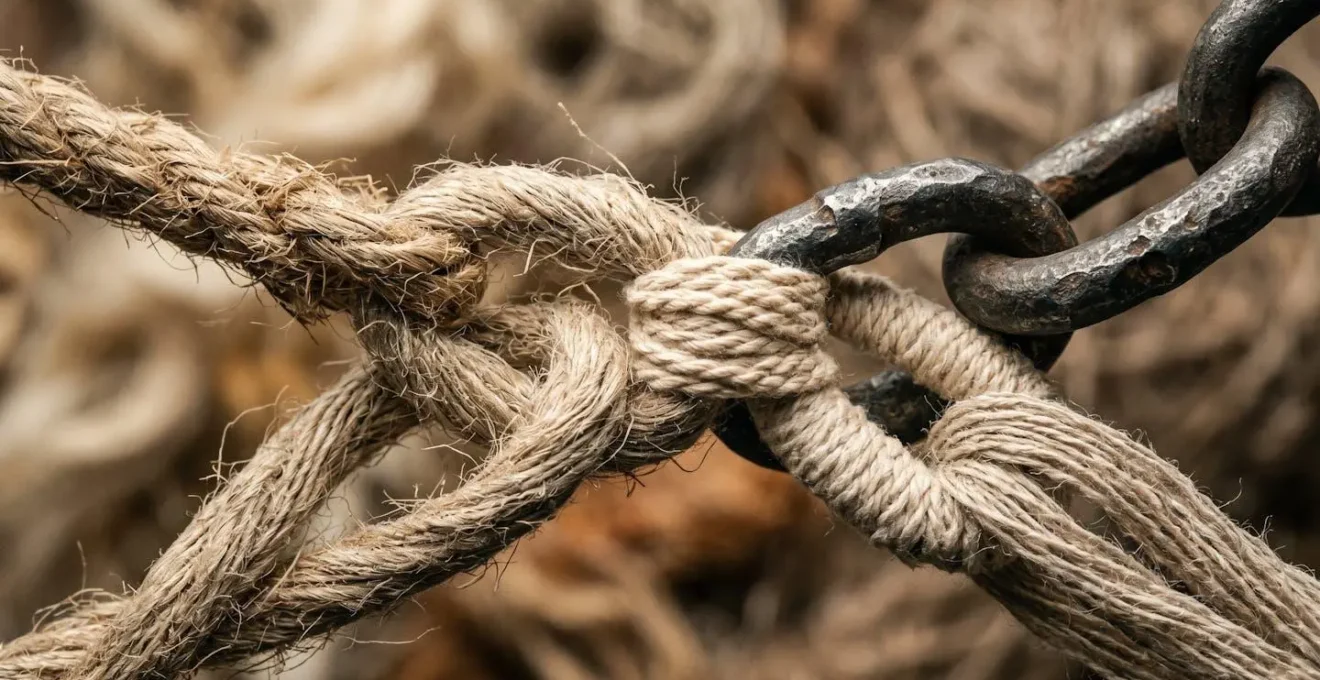 Représentation visuelle abstraite d'une chaîne d'approvisionnement avec des maillons interconnectés