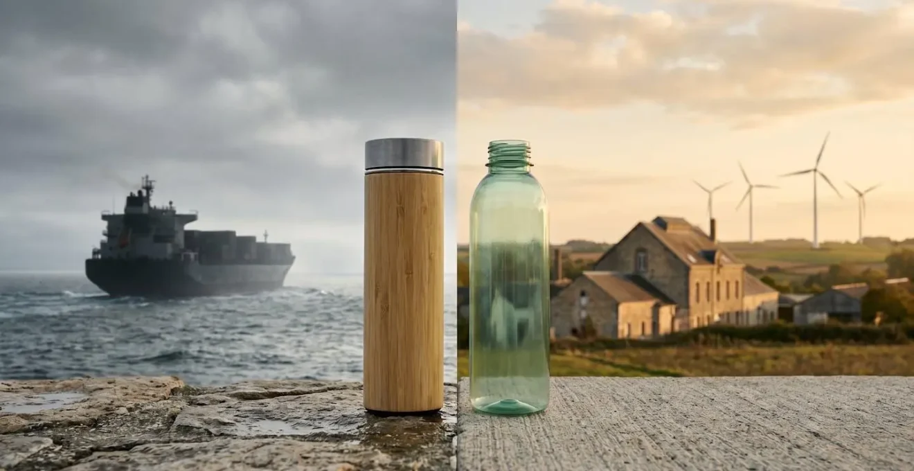 Comparaison visuelle entre transport longue distance et production locale