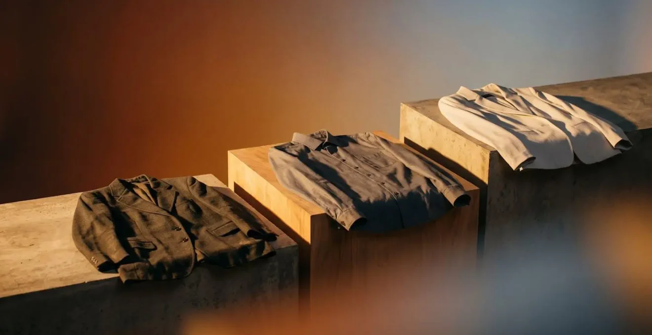 Timeline visuelle montrant l'évolution d'une collection de vêtements d'entreprise sur 3 ans