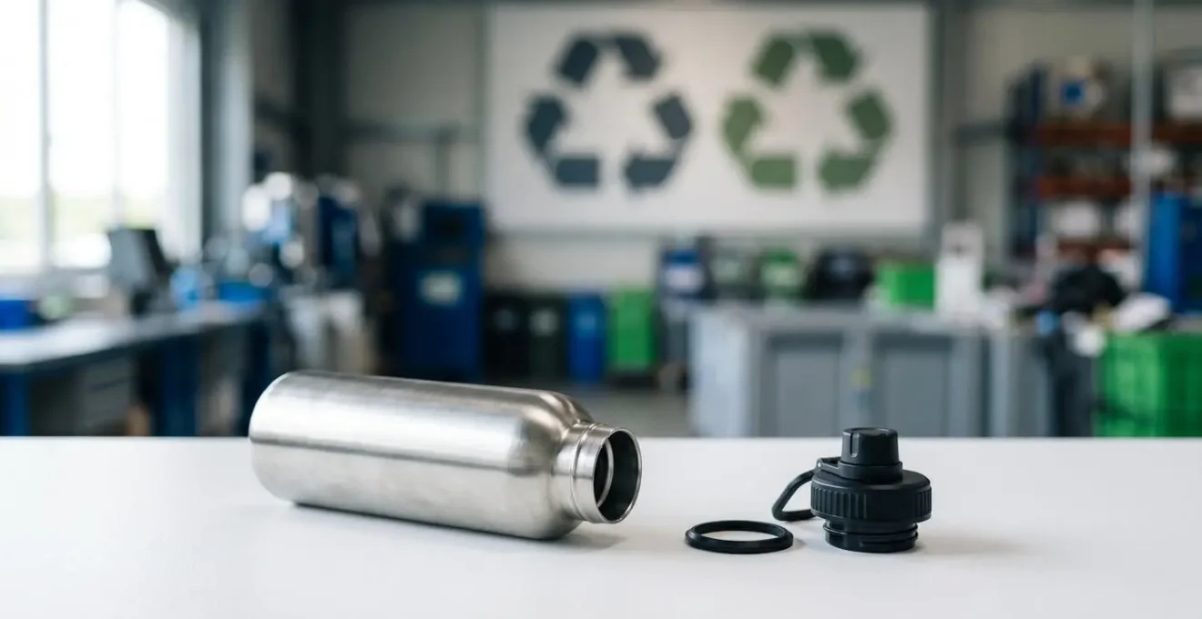 Processus de recyclage d'une gourde en inox en France